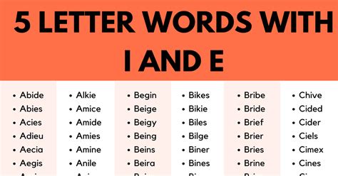 1000+ Cool 5 Letter Words with I and E in English • 7ESL