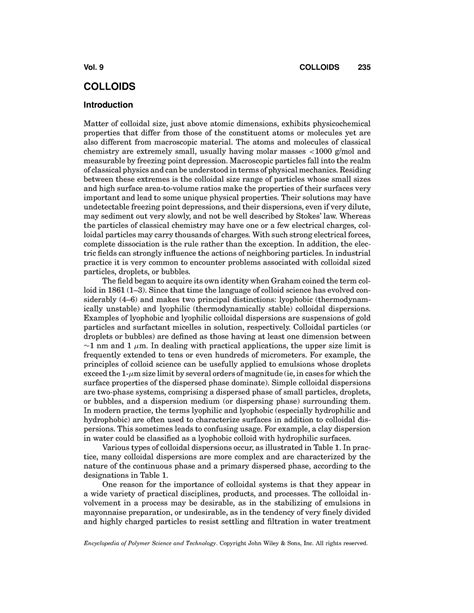 Colloids - Its lecture notes. - Vol. 9 COLLOIDS 235 COLLOIDS ...