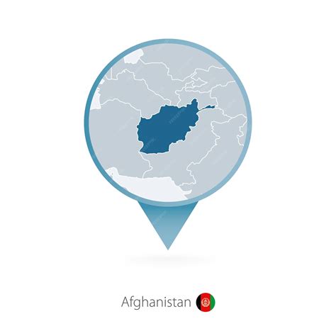 Premium Vector | Map pin with detailed map of afghanistan and neighboring countries