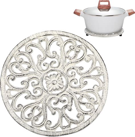 Amazon.com: Sumnacon Cast Iron Trivet 6.7 Inch Iron Trivet for Hot Dish ...
