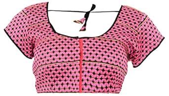 Buy Parasmani Women's Art Silk Saree Blouse, Pink and Black at Amazon.in