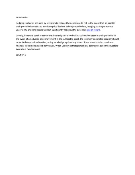 SAPM Case analysis 2 - Introduction Hedging strategies are used by ...