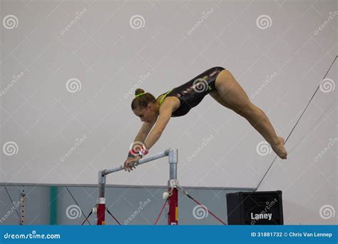 Gymnast Girl Parallel Bars Swinging Editorial Photography - Image of ...