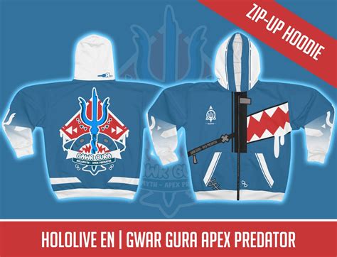 Buy Hololive EN - Gawr Gura Apex Predator Holomyth Zip up Hooddie ...