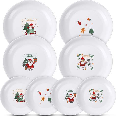 Amazon.com | Tioncy 8 Pcs Christmas Ceramic Plates 7'' 8'' Holiday ...
