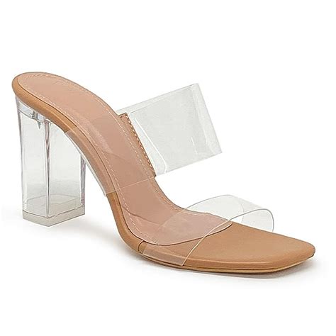 Buy WFS Women 3.5 Inch Transparent (Clear) Block Heel Fashion Sandals ...