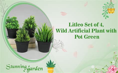 Buy Litleo Set of 4, Black Home Office or Gift Wild Artificial Plant ...