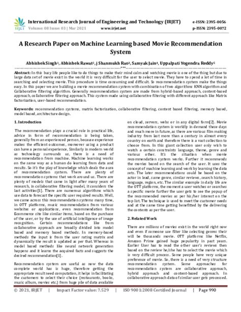 Image result for Recommendation System Machine Learning Research Paper