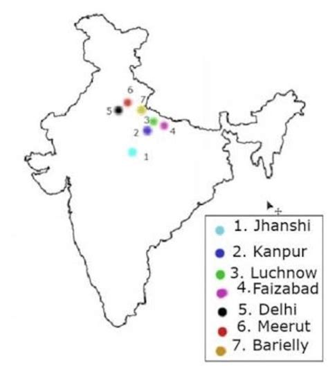 On the outline map of India shows the Delhi meerut and jhansi - Brainly.in