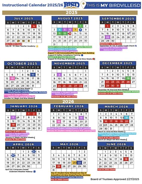 Birdville ISD 2025-2026 Instructional Calendar - Northeast News