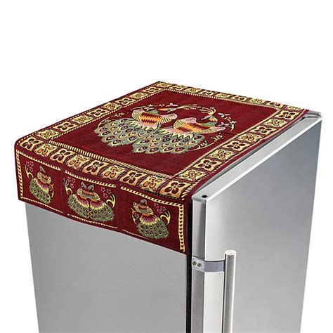 Buy Cotton Fridge Top Cover Set - Peacock Design | DeoDap