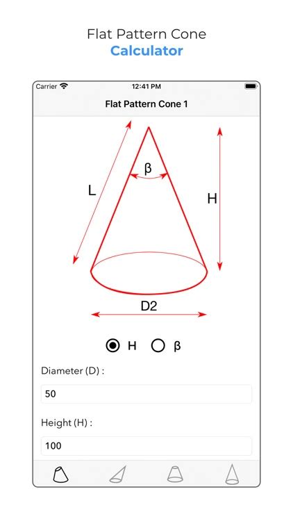 Image result for Cone Calculator Flat Pattern