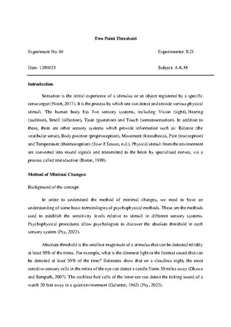 Two Point Threshold (final) - Two Point Threshold Experiment No: 04 ...