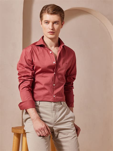 Aldeno Men Slim Fit Solid Pink Cotton Shirt (MONO)