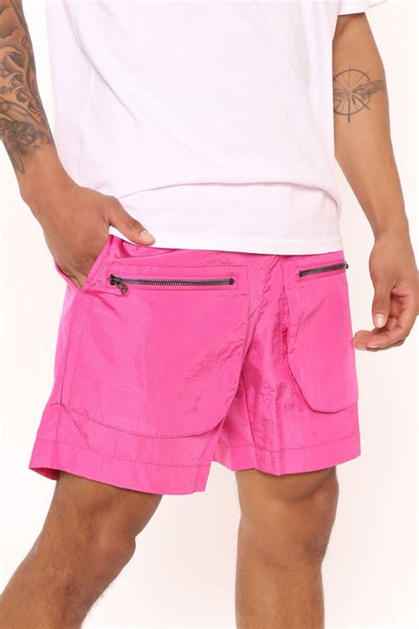 Mens Nylon Utility Shorts in Neon Pink Size XL by Fashion Nova | Neon ...
