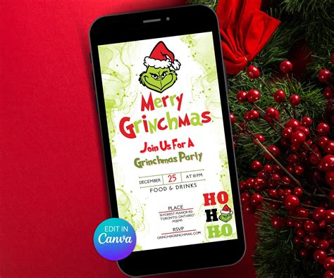 Grinchmas Party | Editable Christmas Party Invitation | Christmas Eve ...