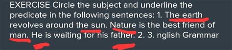 EXERCISE Circle the subject and underline the predicate in the ...