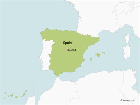 Map of Spain with Neighbouring Countries | Free Vector Maps