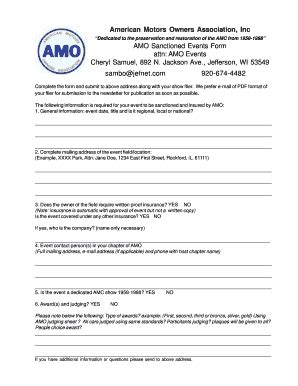 Fillable Online Sancitoned Events Form Sancitoned Events Form Fax Email ...