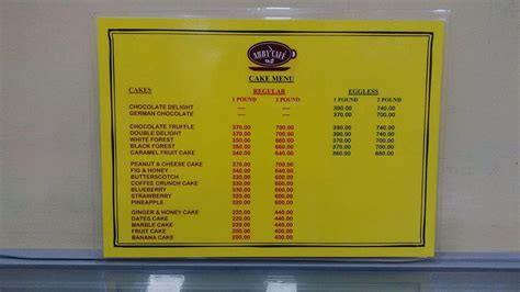 Menu at ABBY CAFE, Bengaluru