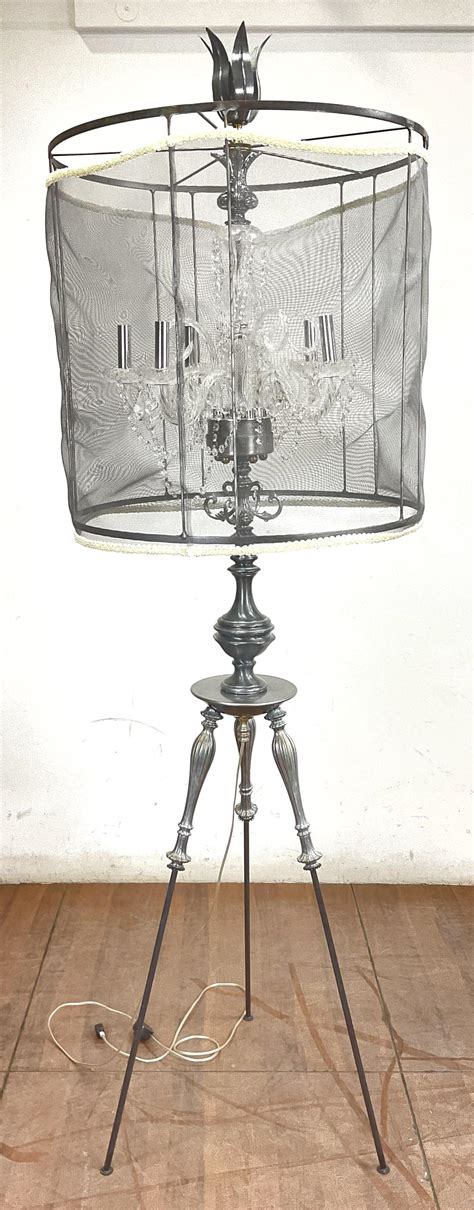 Lot - Contemporary Crystal Chandelier Floor Lamp