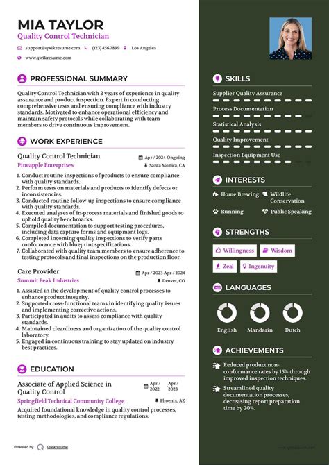 10+ Quality Control Technician Resume Samples & Templates for 2025
