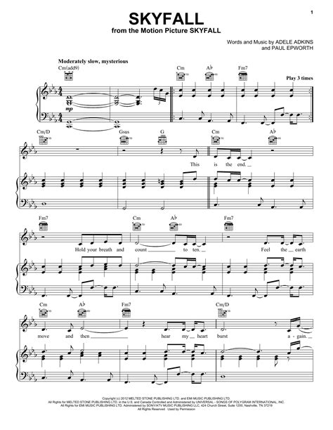 Adele "Skyfall" Sheet Music & Chords for Very Easy Piano | Download PDF Score - 6