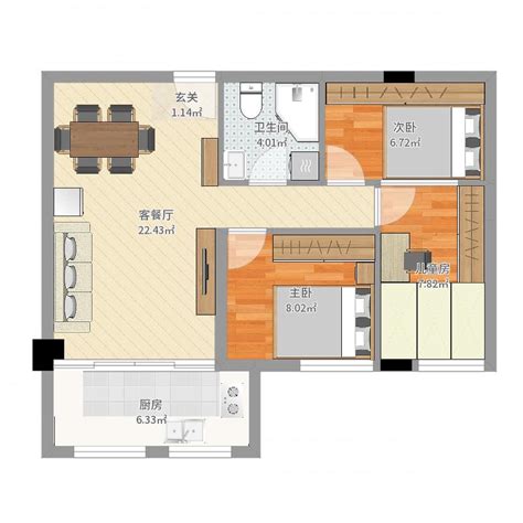 69平米两室一厅户型图,69平方米房子装修,67平米户型图片_大山谷图库
