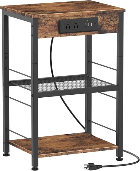 Buy Nightstand with Charging Station End Table with USB Ports and Power ...