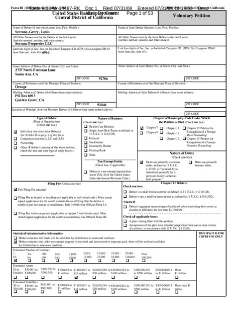 Fillable Online Fillable Online Case 1:10-bk-11155 B1 (Official Form 1 ...