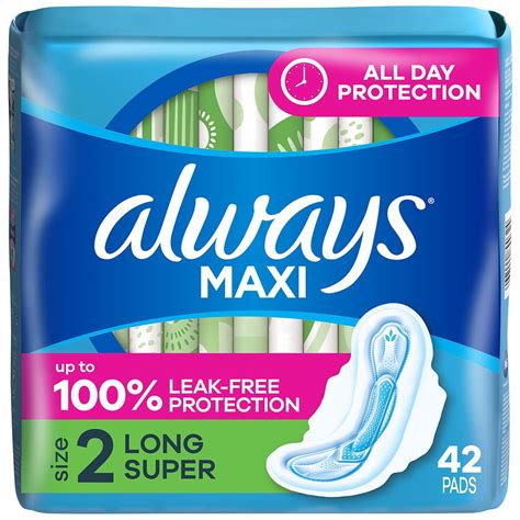 Always Maxi Feminine Pads With Wings For Women, Long Super Unscented ...