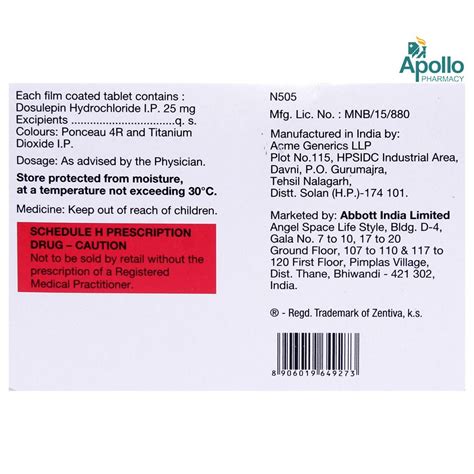 Prothiaden 25 mg Tablet 15's Price, Uses, Side Effects, Composition ...