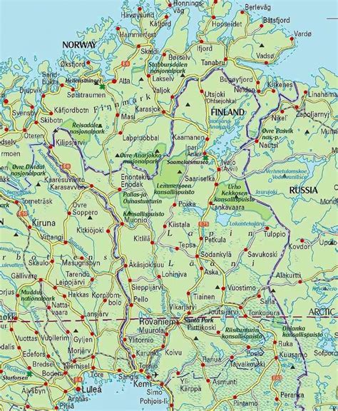 芬兰旅游地图-地图芬兰徒步旅行(北欧-欧洲)