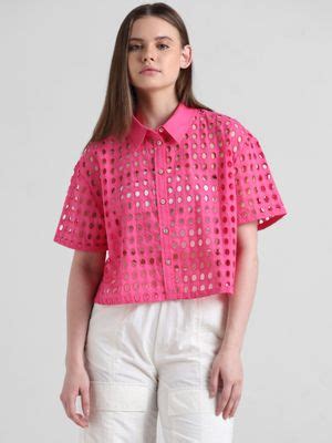 Buy ONLY Pink Cut Work Schiffli Shirt Online