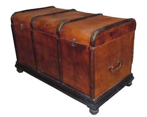 Kushal Handicrafts Brown & Black Color Wooden + Leather Trunk Box ...