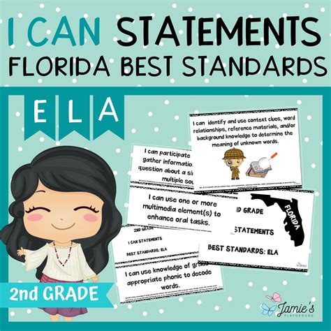 Florida BEST Standards- 2nd Grade ELA I Can Statements - Full & Half ...