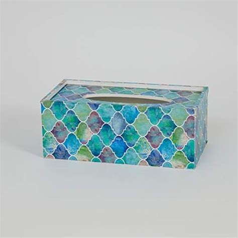 Mati Ke Laal Teal Blue Moroccan Decoupaged MDF Tissue Box Holder for ...