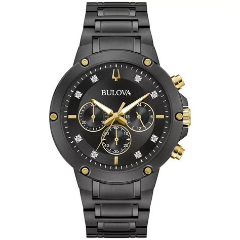 Bulova Men Classic 6-Hand Chronograph Black Ion-Plated Stainless Steel ...