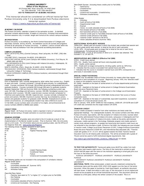 My Purdue Transcripts | PDF