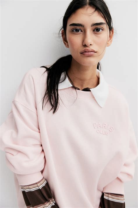 Sweater met tekstmotief - Lichtroze/Paris club - DAMES | H&M NL