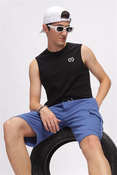 Gritstones Blue Premium Loop Knit Cotton Shorts