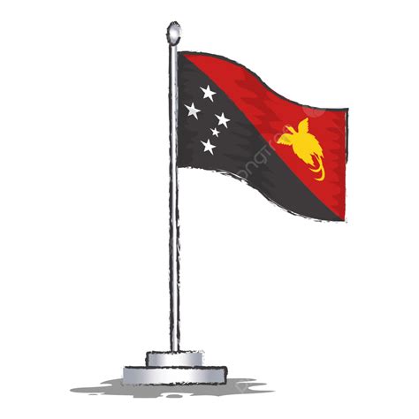 Gambar Ilustrasi Vektor Bendera Guinea Papua, Bendera Papua Nugini ...