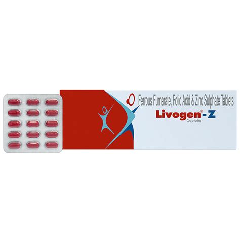 Buy Livogen-Z Captab with Iron, Folic Acid & Zinc | For Mineral Support ...