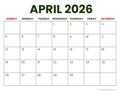 Printable Blank April May Calendar