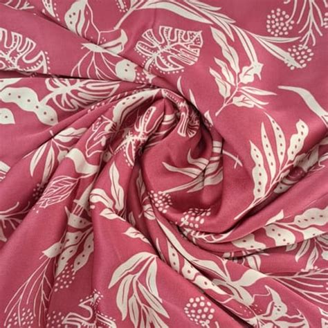 Onion Pink Color Satin Printed Fabric