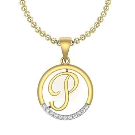 Buy Kanak Jewels Initial P letter in Circle Gold plated Jewellery ...