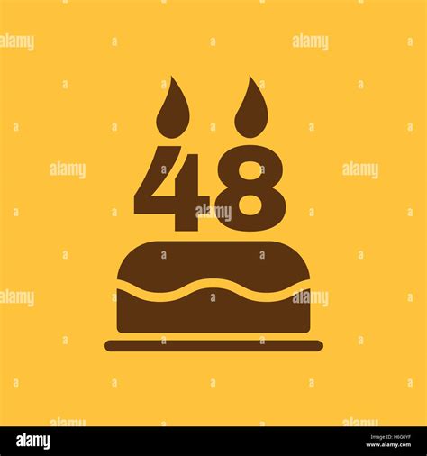 The birthday cake with candles in the form of number 48 icon. Birthday ...
