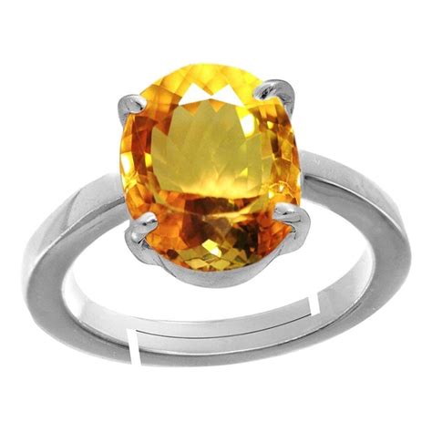 Buy Jemskart 5.25 Ratti 4.00 Carat Citrine Ring Sunela Certified ...
