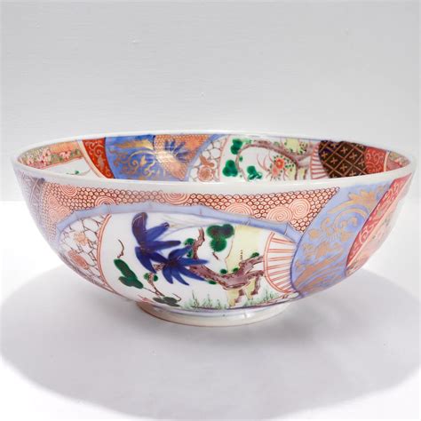 Antique Japanese Meiji Period Imari Porcelain Punch Bowl or Centerpiece For Sale at 1stDibs