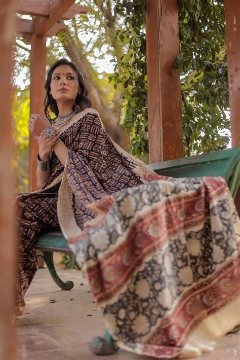 Bagru Block Print Pure Cotton Saree – Jaipur Tex